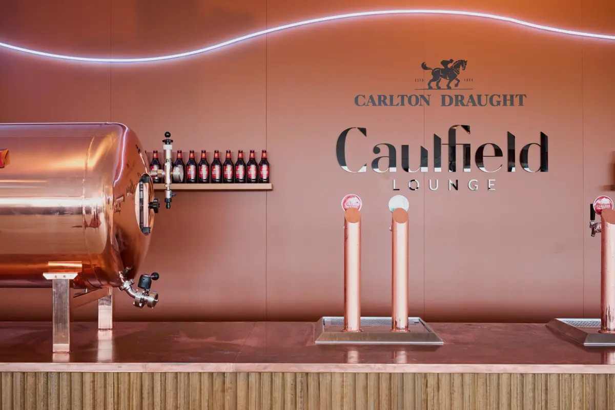 Carlton Draught Caulfield Lounge - hospitality interior design, event and activation - Caulfield Racecourse, Melbourne, Australia