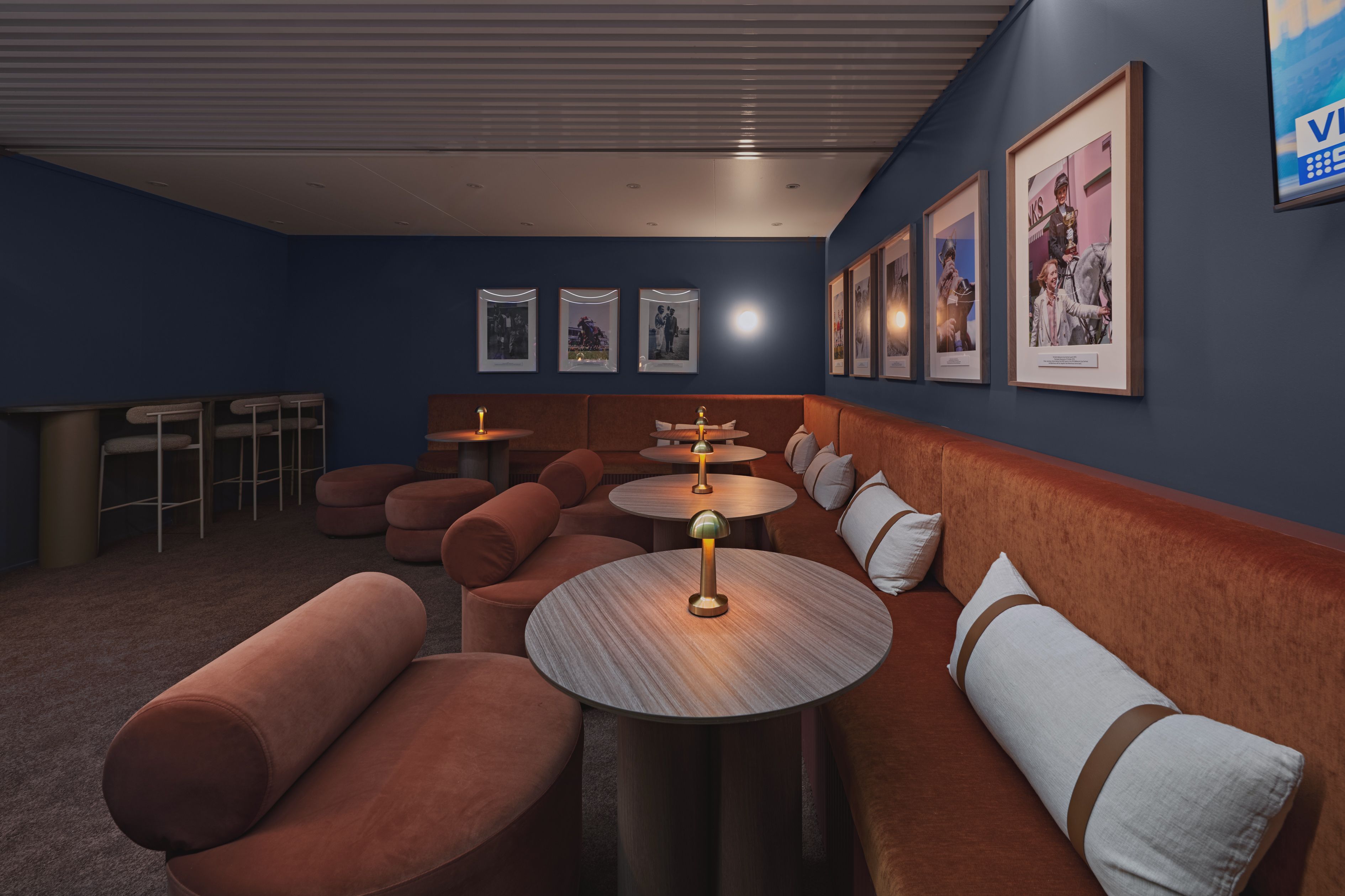 Channel 9 Birdcage - hospitality interior design, fabrication and installation, brand activation - Flemington, Melbourne