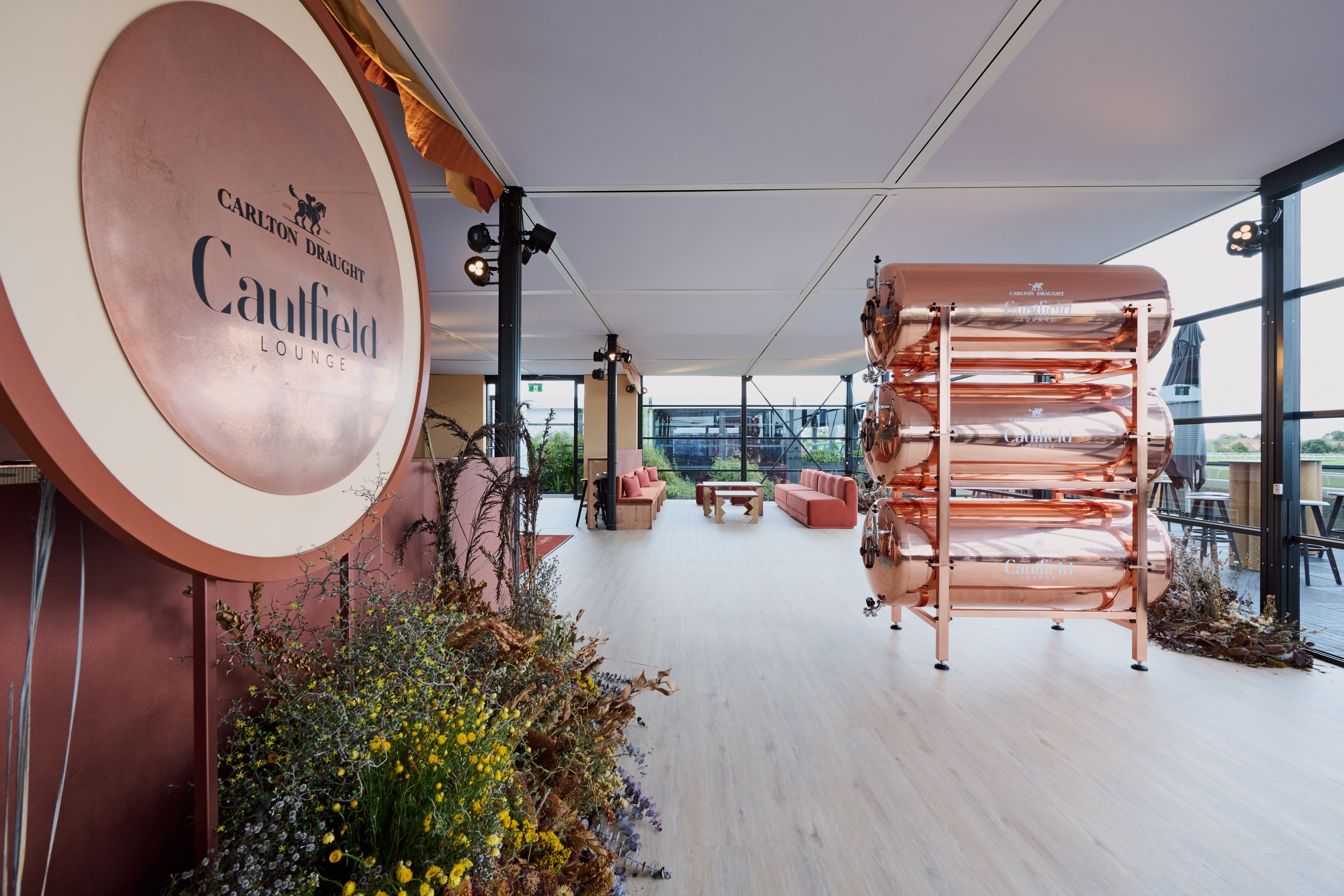 Carlton Draught Caulfield Lounge - hospitality interior design, event and activation - Caulfield Racecourse, Melbourne, Australia
