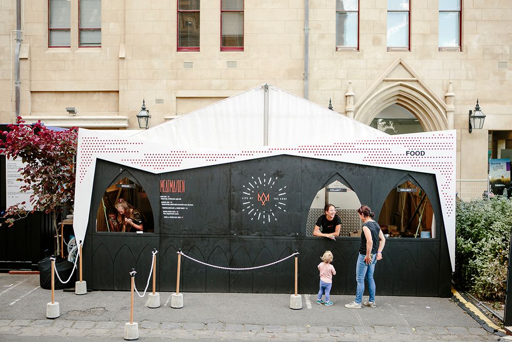 Melbourne Music Week Hub - event design and production, fabrication and installation - St Paul's Cathedral, Melbourne, Australia