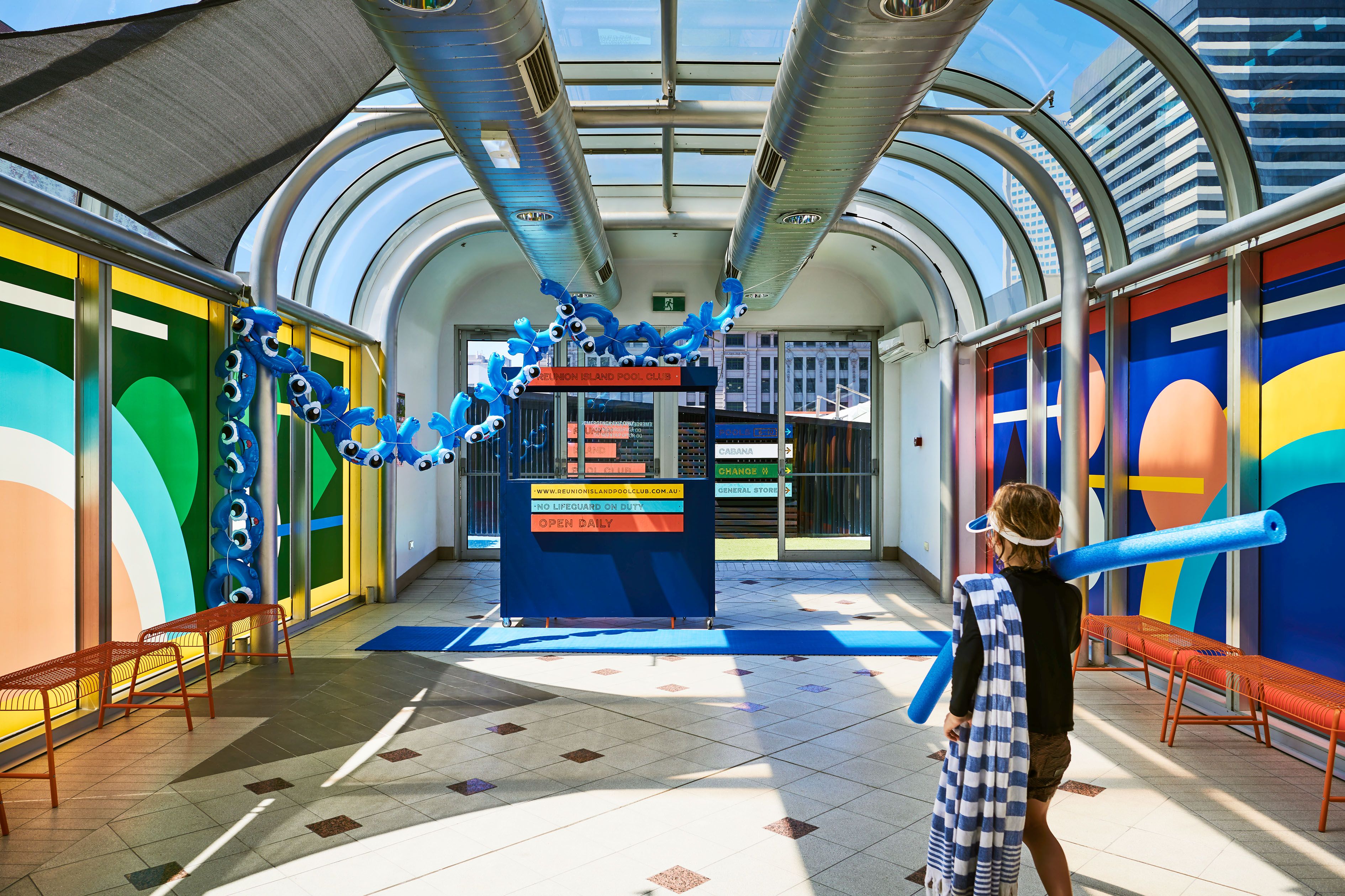 Reunion Island Pool Club - hospitality interior design, build and fitout, production - Melbourne, Australia