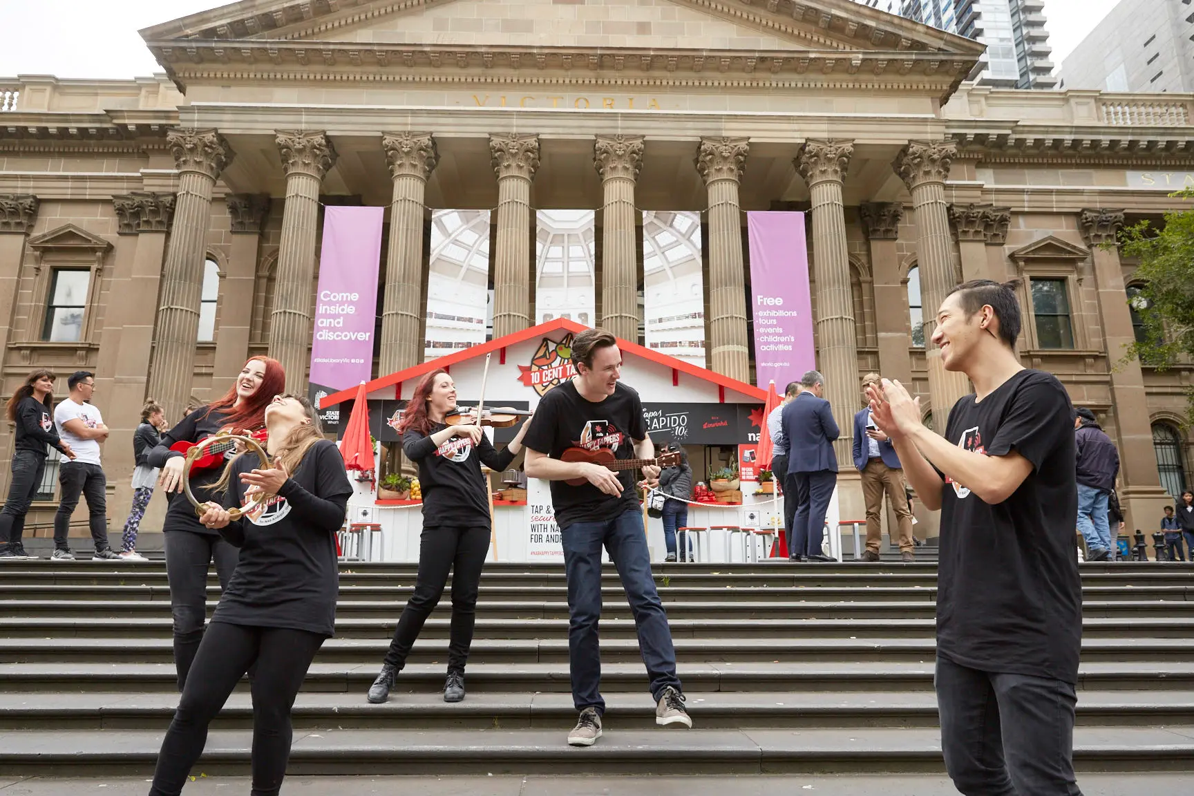 NAB Happy Tappers - brand activation, event management and production - State Library, Melbourne and Australia Square, Sydney, Australia