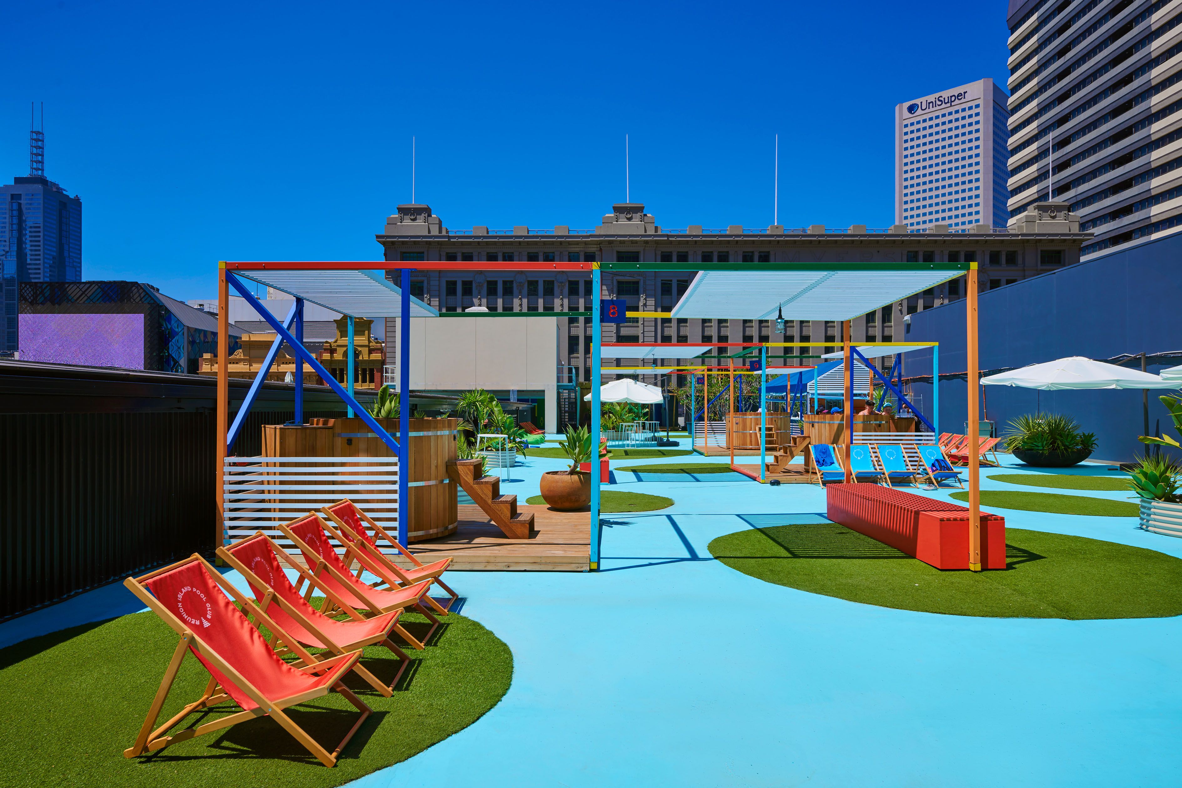 Reunion Island Pool Club - hospitality interior design, build and fitout, production - Melbourne, Australia