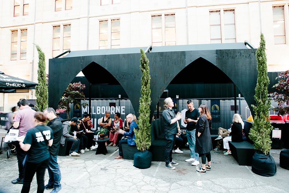 Melbourne Music Week Hub - event design and production, fabrication and installation - St Paul's Cathedral, Melbourne, Australia