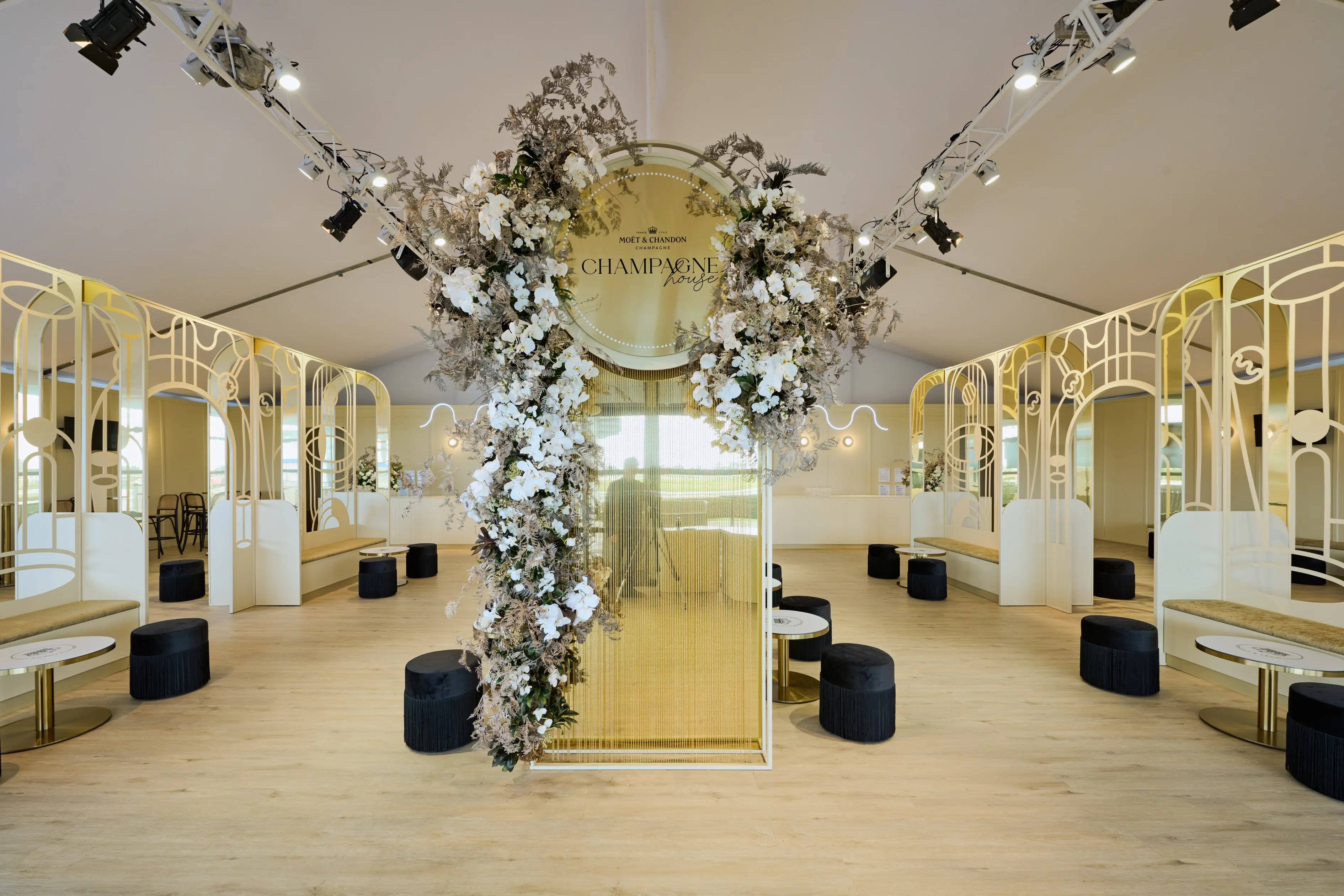 Champagne House at Caulfield Cup - hospitality interior design, event interior, fabrication and build - Caulfield Racecourse, Melbourne, Australia