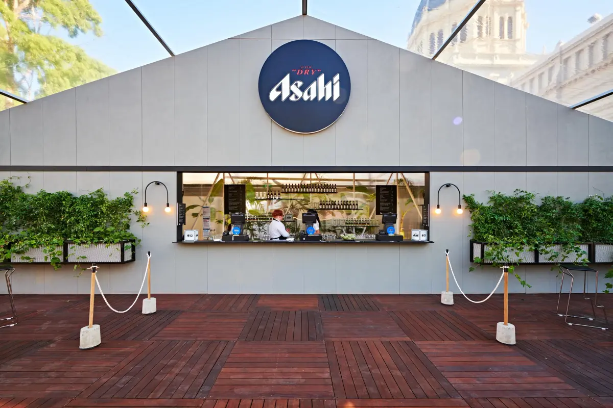 Virgin Australia Melbourne Fashion Festival Asahi Bar - Royal Exhibition Buildings, Melbourne, Australia Virgin Australia Melbourne Fashion Festival Asahi Bar - brand activation, event management and production, fabrication and fitout - Royal Exhibition Buildings, Melbourne, Australia