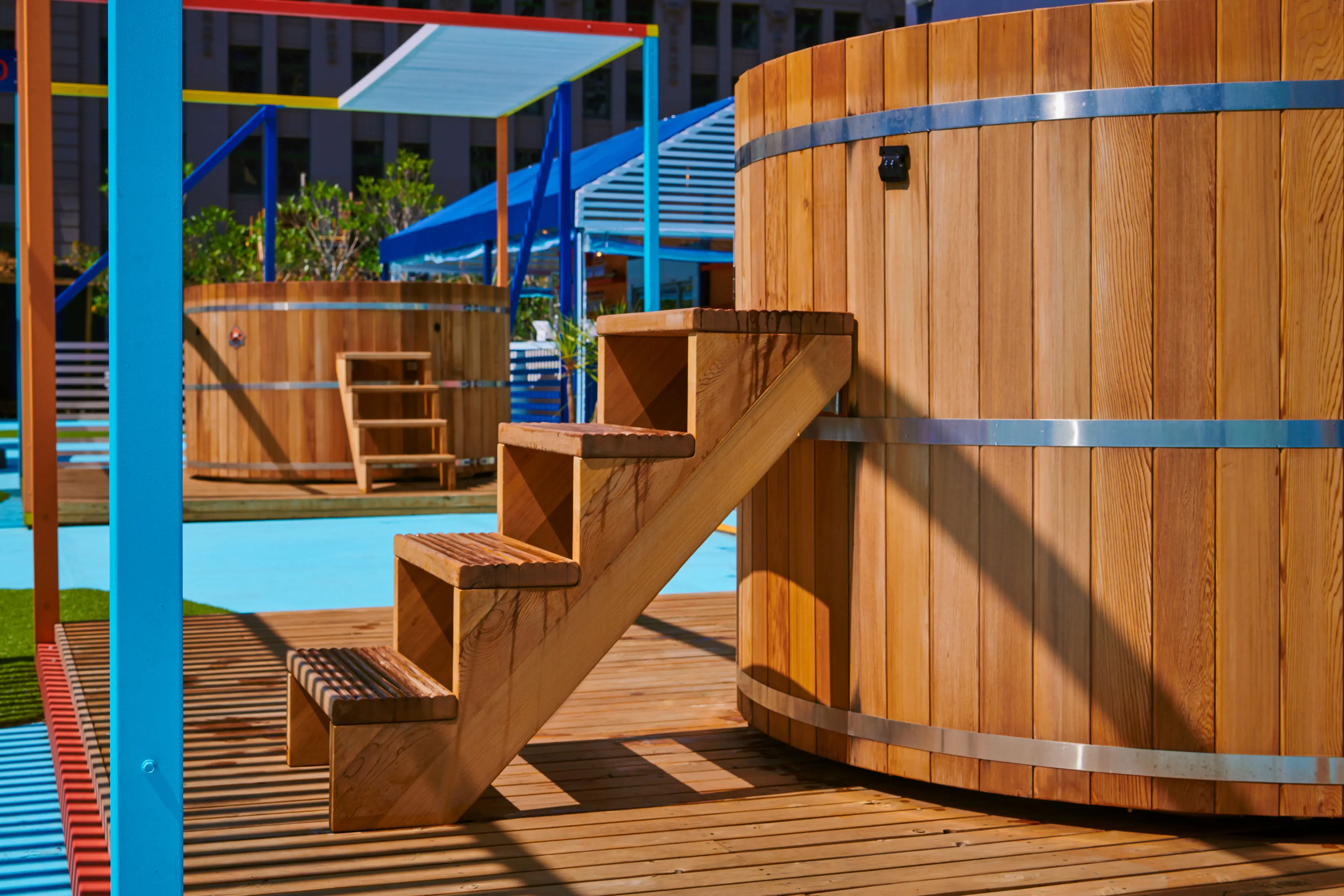 Reunion Island Pool Club - hospitality interior design, build and fitout, production - Melbourne, Australia