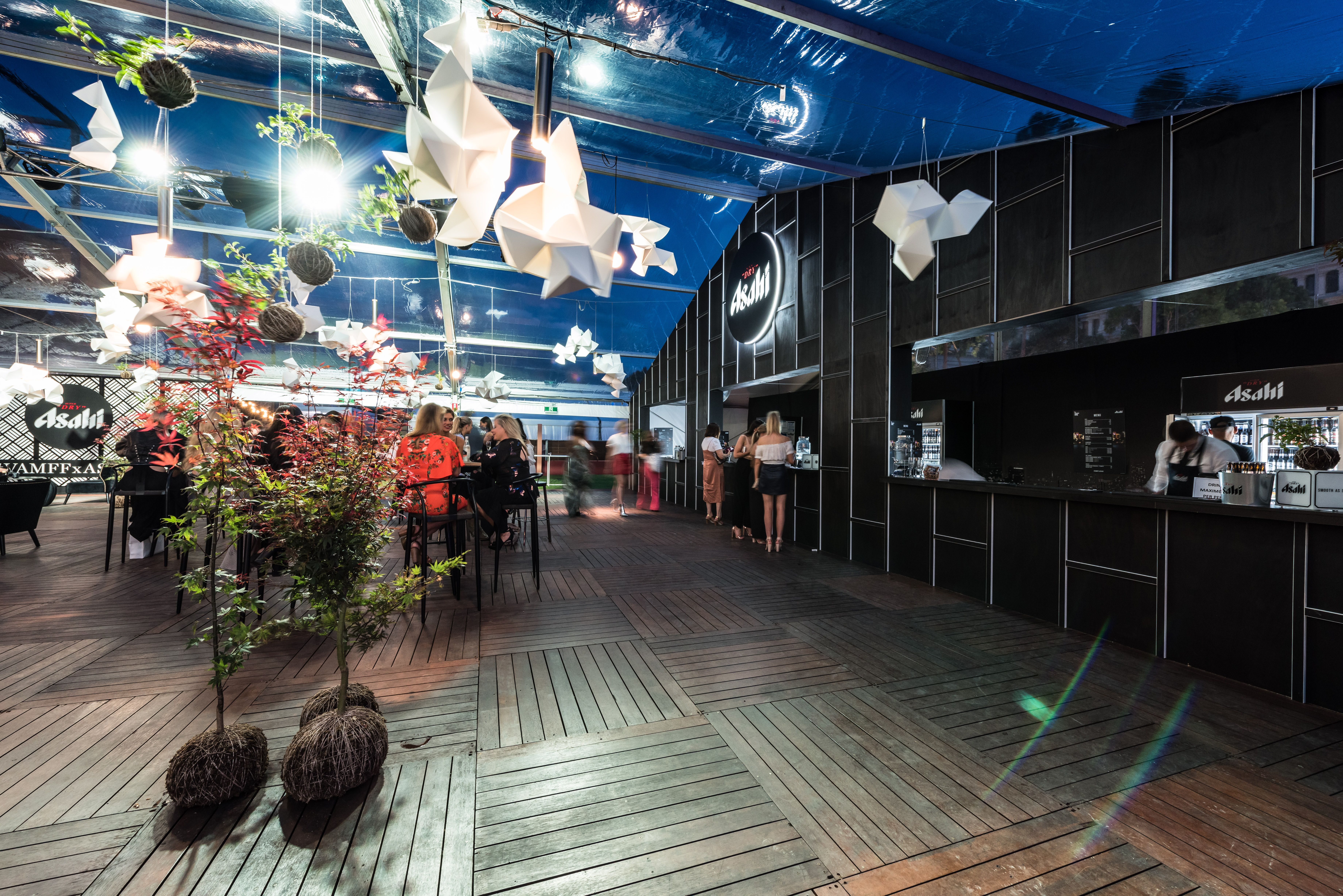 Virgin Australia Melbourne Fashion Festival Asahi Bar - brand activation, fabrication and fitout, event management and production - The REB Plaza, Melbourne, Australia