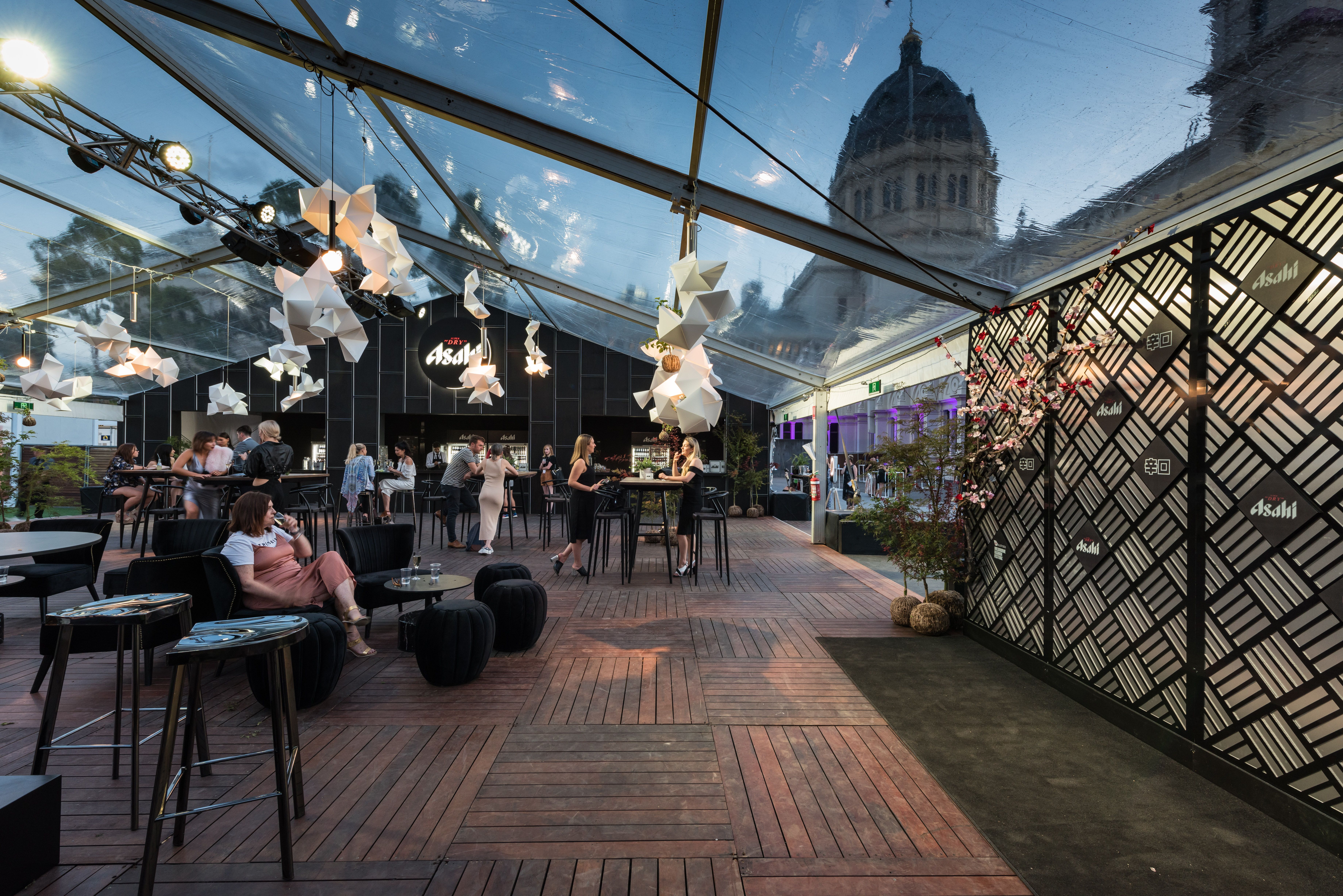 Virgin Australia Melbourne Fashion Festival Asahi Bar - brand activation, fabrication and fitout, event management and production - The REB Plaza, Melbourne, Australia