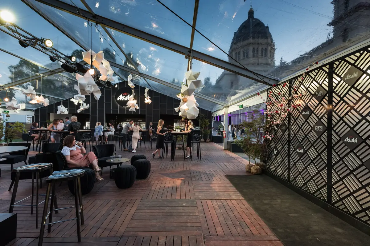 Virgin Australia Melbourne Fashion Festival Asahi Bar - The REB Plaza, Melbourne, Australia Virgin Australia Melbourne Fashion Festival Asahi Bar - brand activation, fabrication and fitout, event management and production - The REB Plaza, Melbourne, Australia